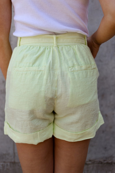 Joie Dixon Linen Shorts, Shadow Lime