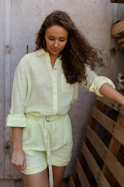 Joie Dixon Linen Shorts, Shadow Lime