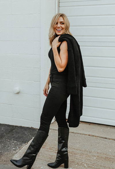 Schutz Analeah Black Croc Boot