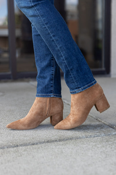 PRE-ORDER NOVEMBER Marc Fisher Jarli Bootie, Brown Suede