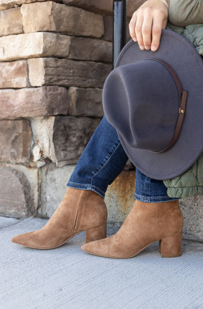 PRE-ORDER NOVEMBER Marc Fisher Jarli Bootie, Brown Suede