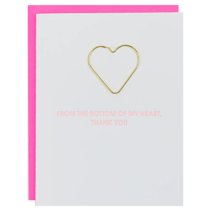 Paperclip Greeting Card, From The Bottom Of My Heart, Thank You