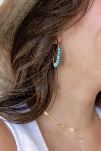 Twyla Turqoise Gold Hoops