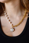 .Designer Medallion Combo Pearl/Gold Chain