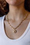 .Designer Pearl Edge Medallion Necklace