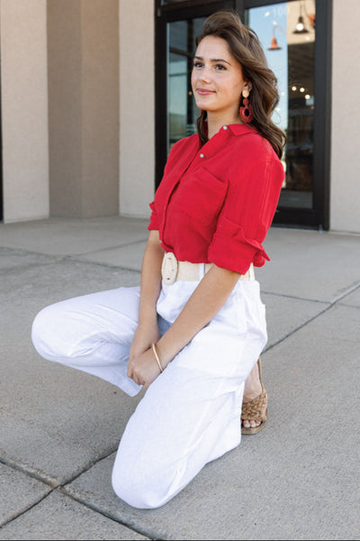 Rails Ellis Gauze Top, Cherry
