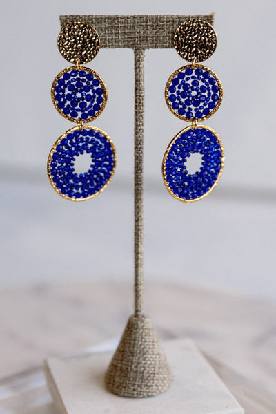 .Sevi Triple Drop Earrings, Blue