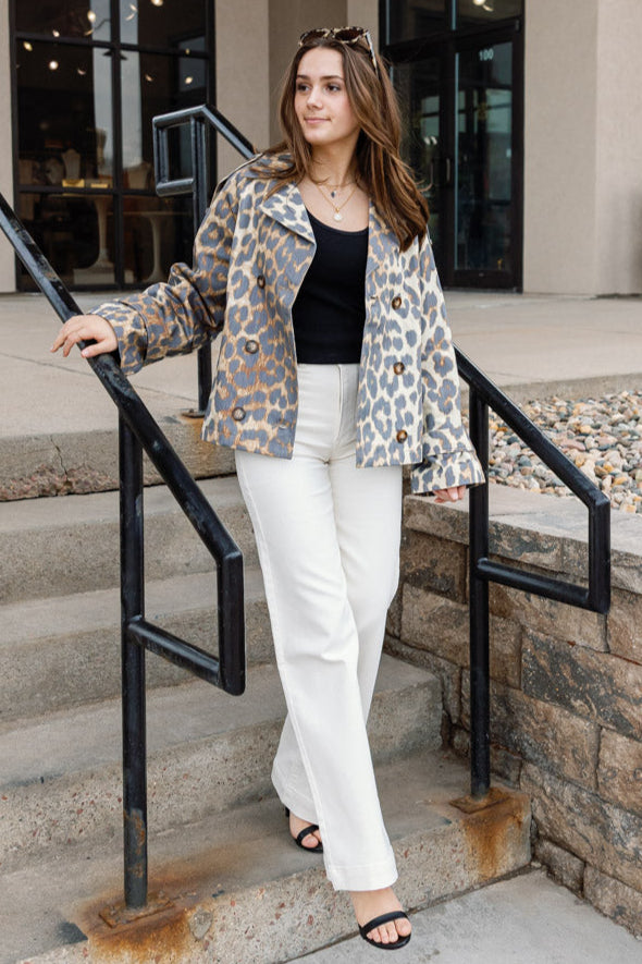 Bardot Cropped Leopard Trench