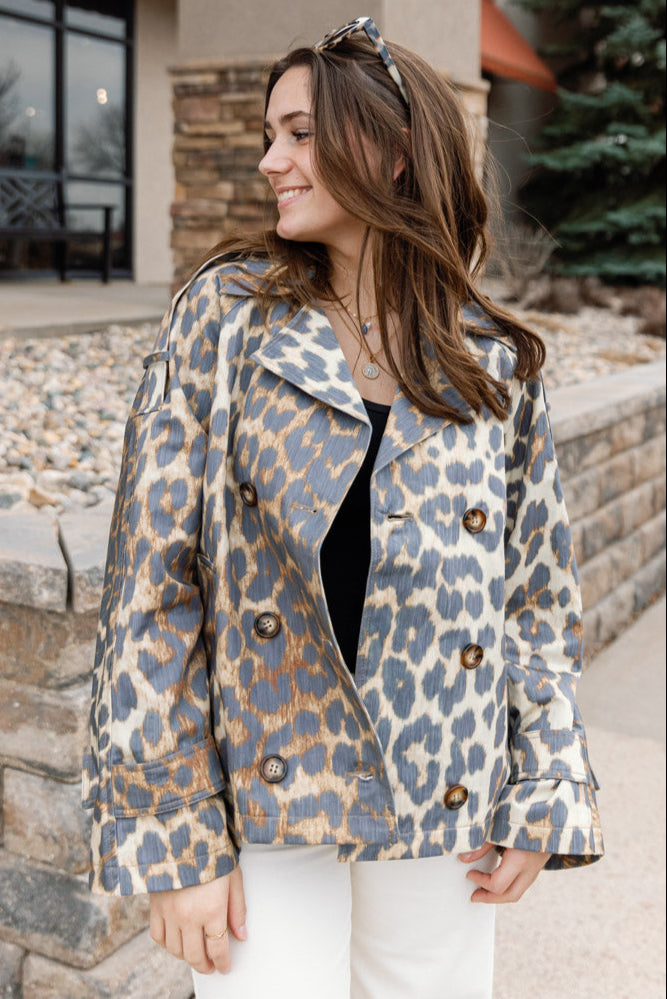 Bardot Cropped Leopard Trench