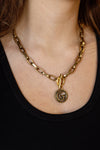 .Designer Toggle Charm Necklace, Antique