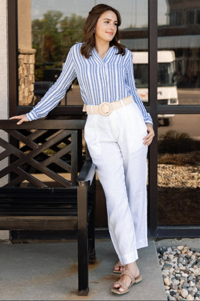 Bella Dahl Pleated Wide Leg Ankle Pant, White