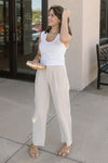 Bella Dahl Pleated Wide Leg Ankle Pant, Sand