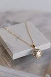 .Designer Gold Medallion Charm On Dainty Chain