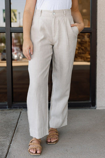 Bella Dahl Pleated Wide Leg Ankle Pant, Sand