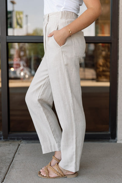 Bella Dahl Pleated Wide Leg Ankle Pant, Sand