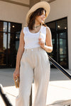 Bella Dahl Pleated Wide Leg Ankle Pant, Sand