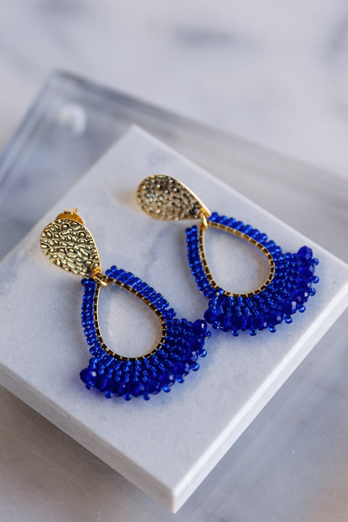 Rue Tear Drop Earrings, Blue