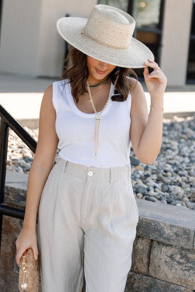 Rag & Bone Jacque Chain Link Straw Boater Hat