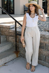 Bella Dahl Pleated Wide Leg Ankle Pant, Sand