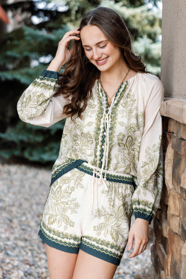 Kenna Border Print Top