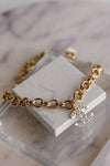 .Designer Charm On Double Link Chain, Crystal