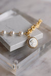 .Designer Medallion Combo Pearl/Gold Chain