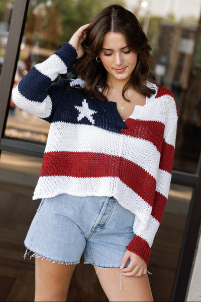 All American Chunky Henley Sweater