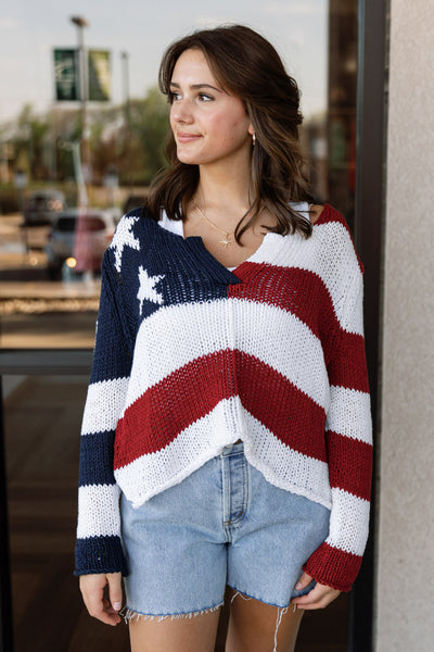 All American Chunky Henley Sweater