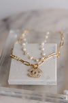 .Designer Paperclip & Pearl Chain W/ Charm