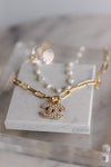 .Designer Paperclip & Pearl Chain W/ Charm