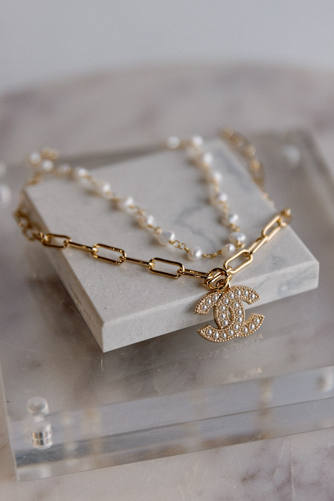 Designer Paperclip & Pearl Chain W/ Charm