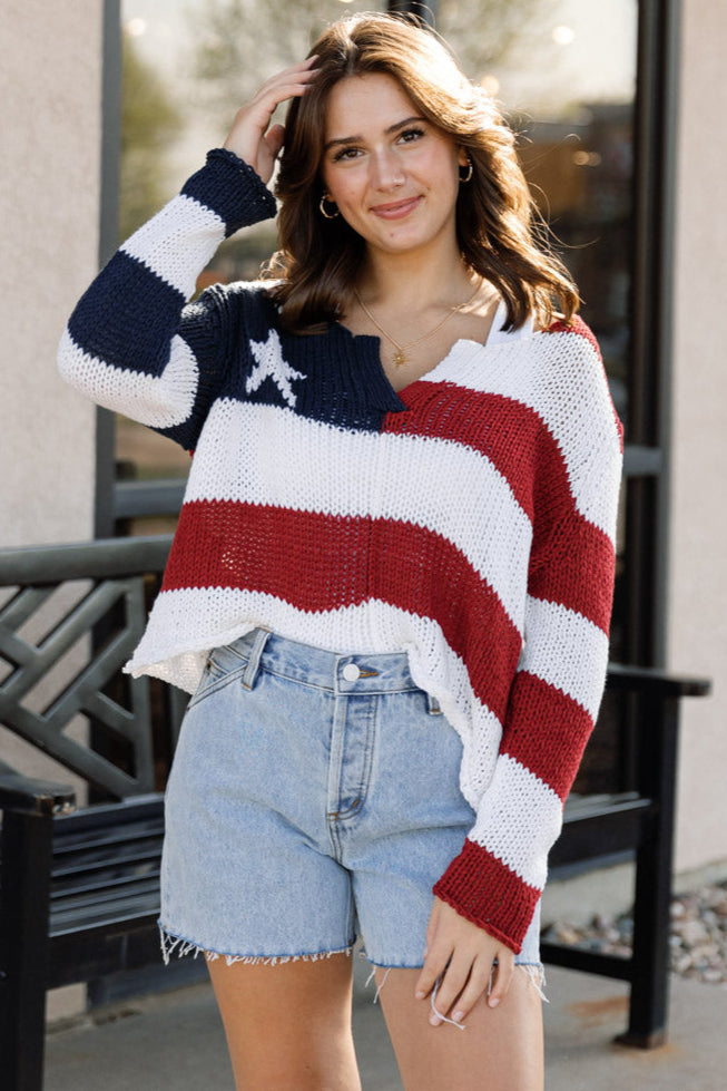 All American Chunky Henley Sweater