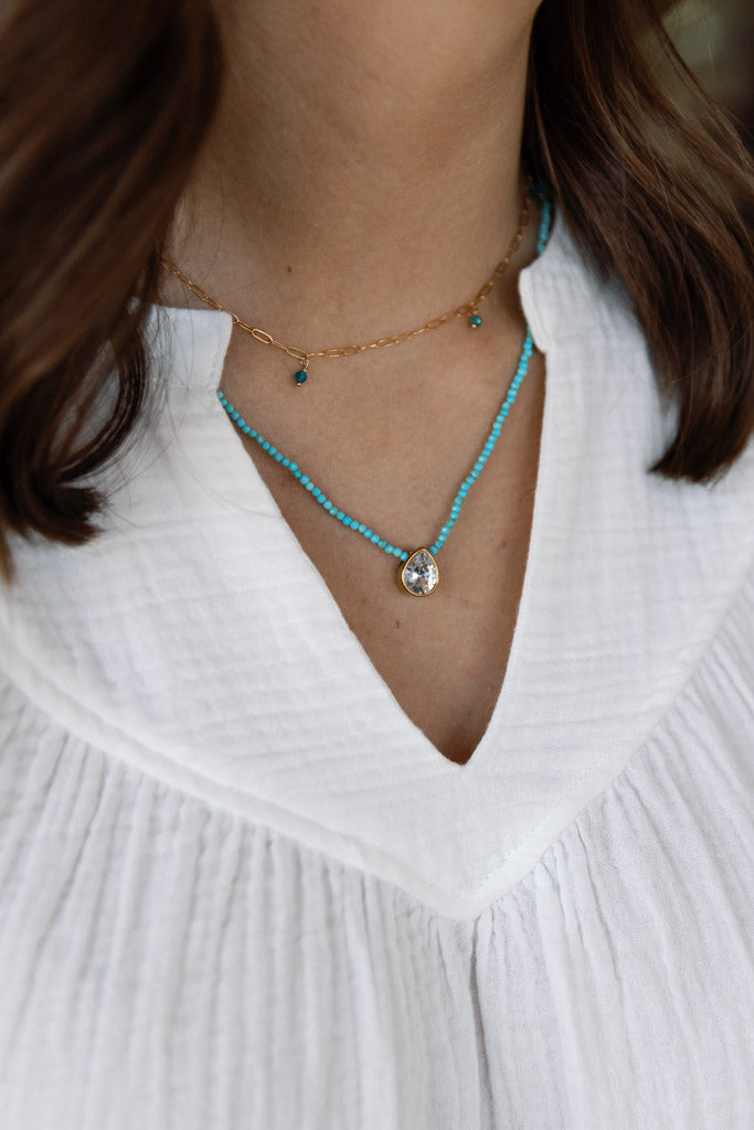 Leila Necklace, Blue Apatite