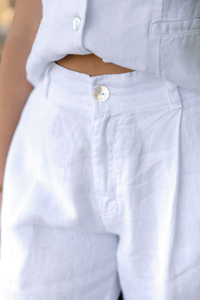 Bella Dahl Pleated Wide Leg Ankle Pant, White