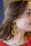 .Sevi Triple Drop Earrings, Gold