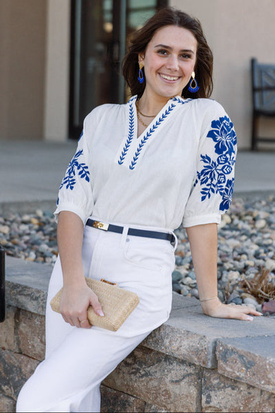 Leena Latch Belt, Navy