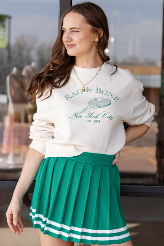 Livy Pleated Knit Skirt, Green