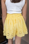 Lala Eyelet Shorts, Lemon