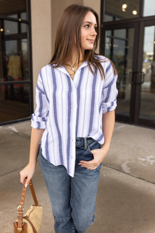 Bella Dahl Coastal Stripe Button Down