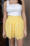 Lala Eyelet Shorts, Lemon