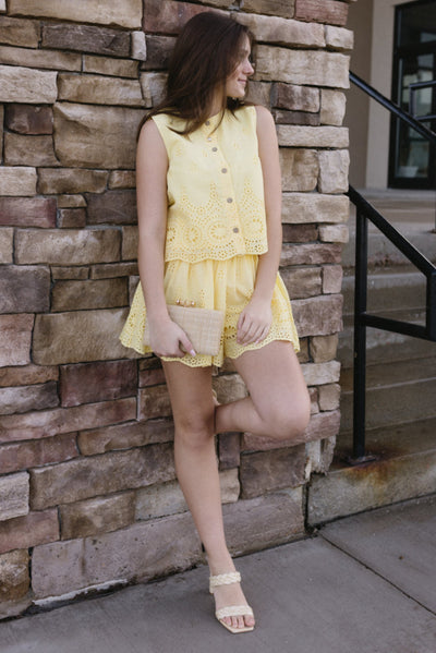 Lala Eyelet Top, Lemon