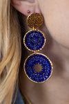 .Sevi Triple Drop Earrings, Blue