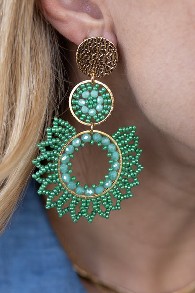 .Samba Chandelier Earrings, Green