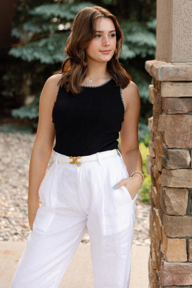 Dolly Ribbed Tank, Black