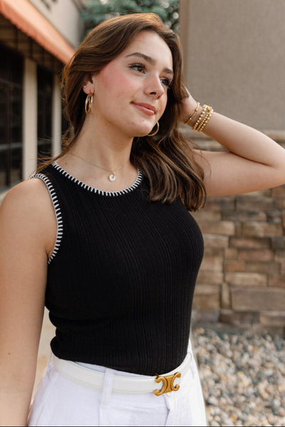 Dolly Ribbed Tank, Black