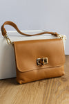 .Liv Pebbled Leather Handbag, Camel