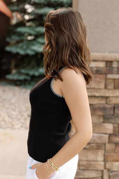 Dolly Ribbed Tank, Black