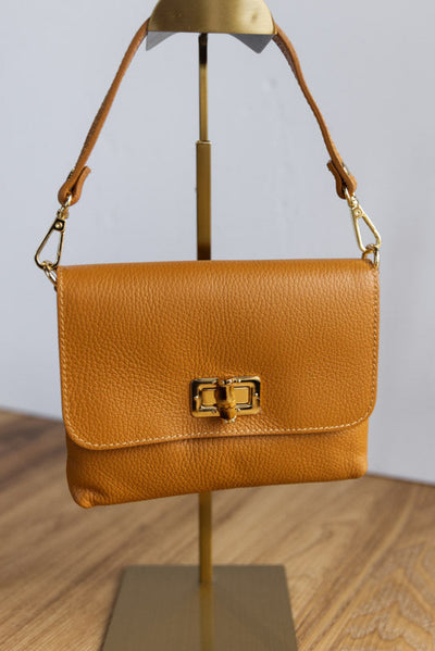 .Liv Pebbled Leather Handbag, Camel