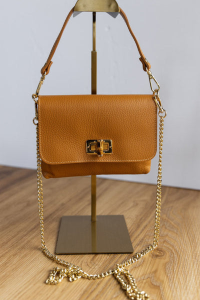 .Liv Pebbled Leather Handbag, Camel