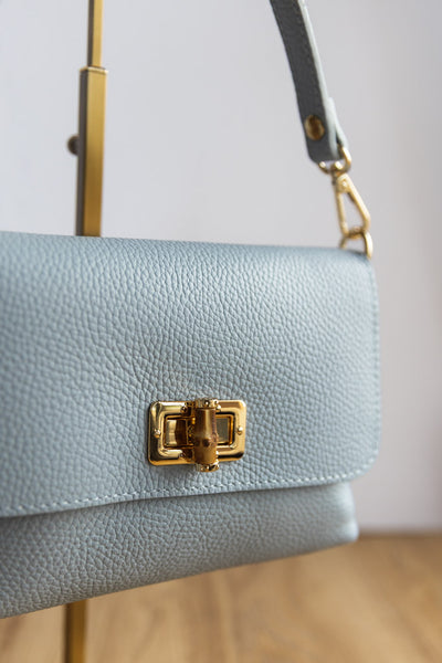 Liv Pebbled Leather Handbag, Powder